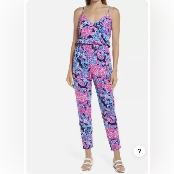 Lilly Pulitzer Pants - Lilly Pulitzer Dante Jumpsuit Stretchy High Tide Navy Turtle Amazement Size  S